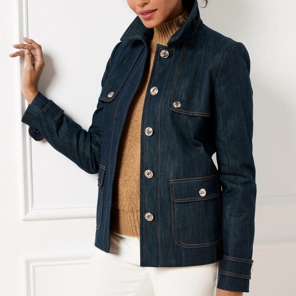 Talbots Easy Faux Denim Indigo Indigo Jean Jacket - Picture 1 of 11